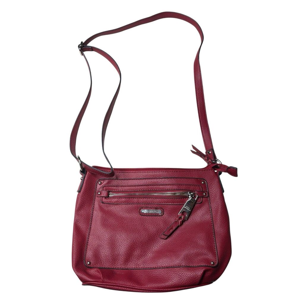 Dana Buckman Red Pebble Leather Look Shoulder Length Purse Crossbody